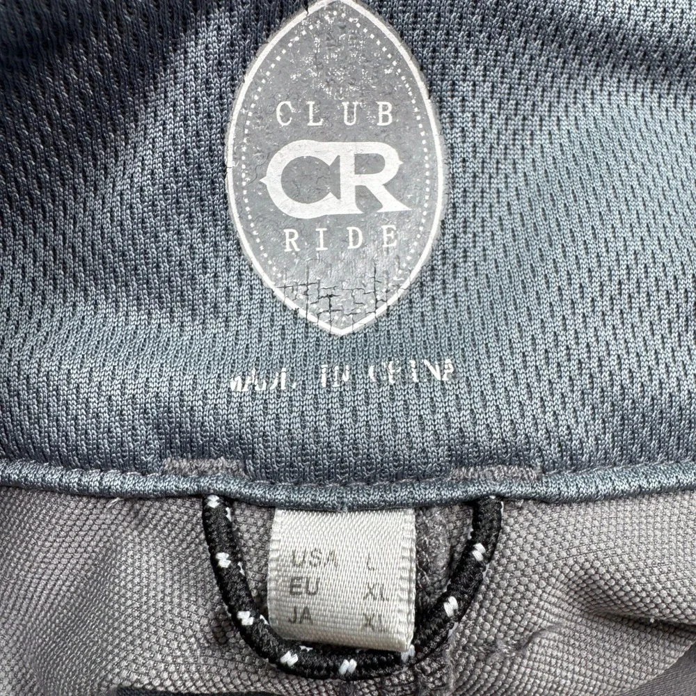 Club Ride Cycling Shorts Mens Large Gray Navy Stretch Adjustable Waist Pockets